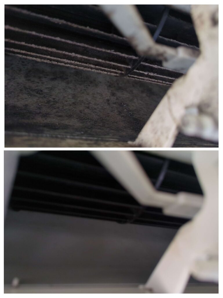 横浜市中区でパナソニック製エアコンの分解洗浄前後の送風口